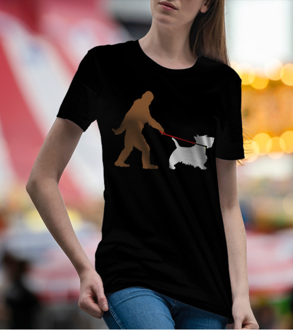 Bigfoot Walking Scottish Terrier Dog Leash Iconic T-Shirt