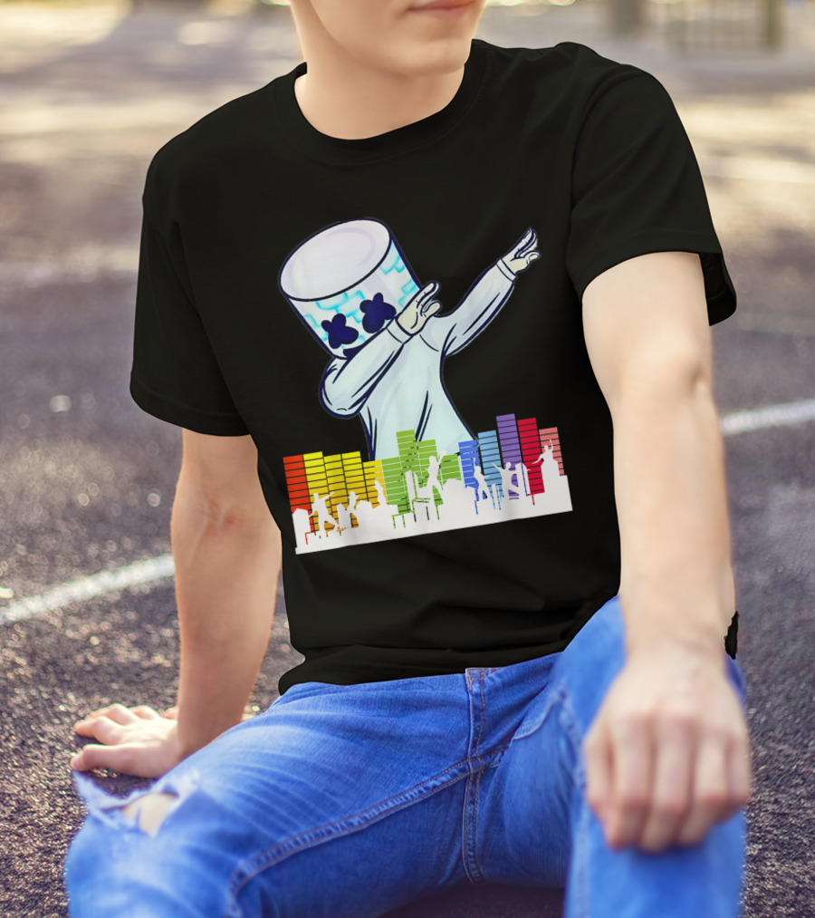 All I Want For Christmas Is Marshmallow Dabbing With Colorful Dance Equalizer T-Shirt