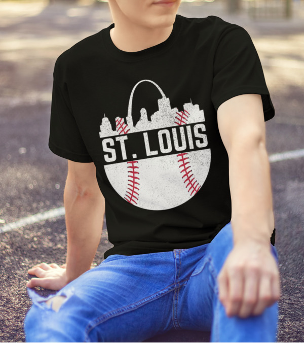 St Louis Baseball Skyline Arch T-Shirt