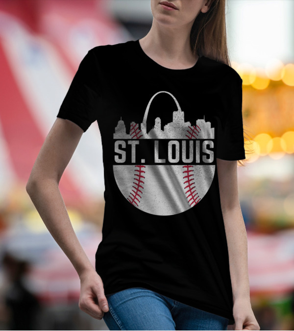 St Louis Baseball Skyline Arch T-Shirt