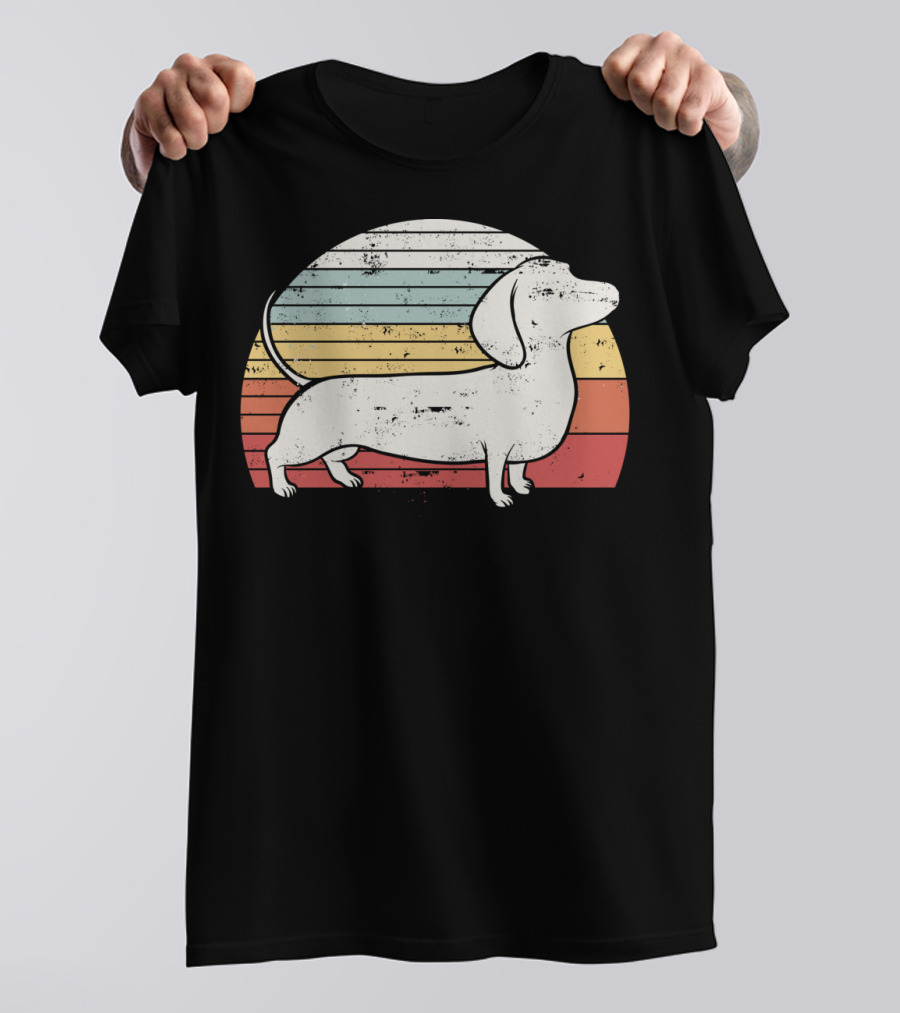 Cool Retro Dachshund Weiner Dog Fans T-Shirt