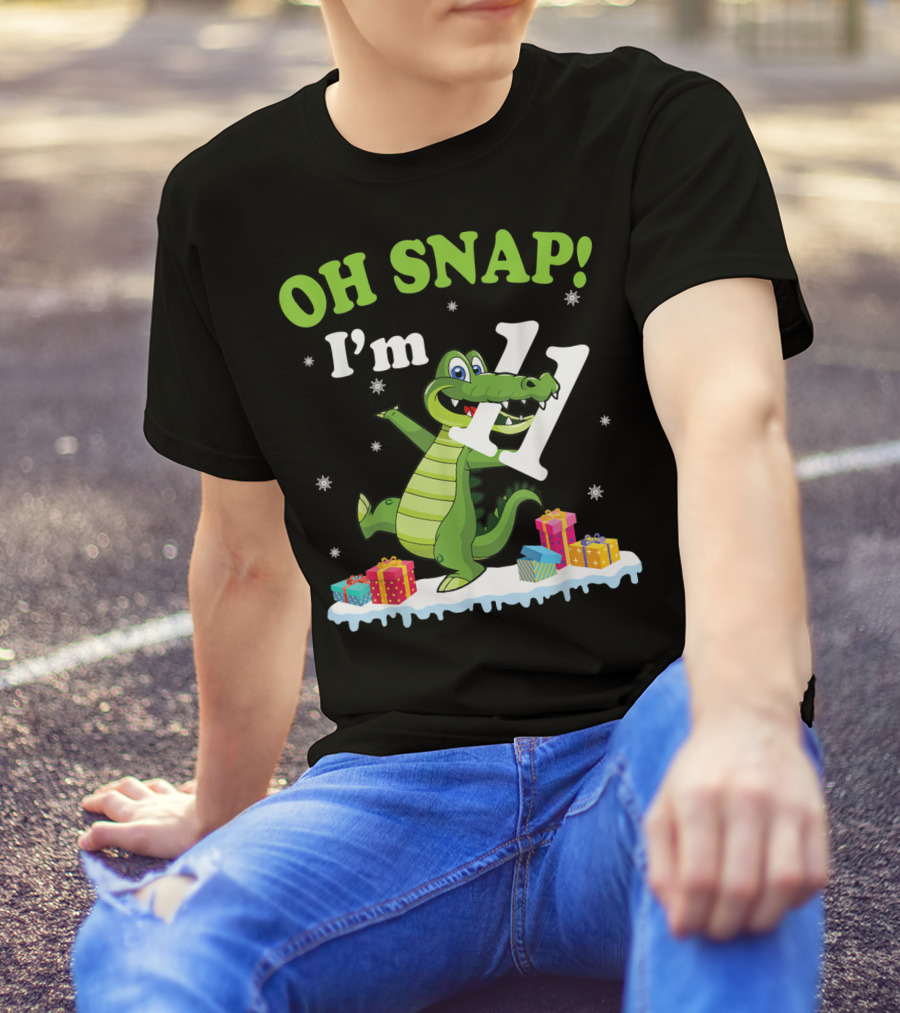 Oh Snap I'm Eleven Crocodile Snow Noel T-Shirt