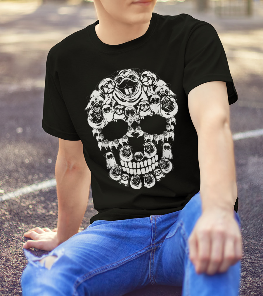 Pug Dog Skull Halloween T-Shirt