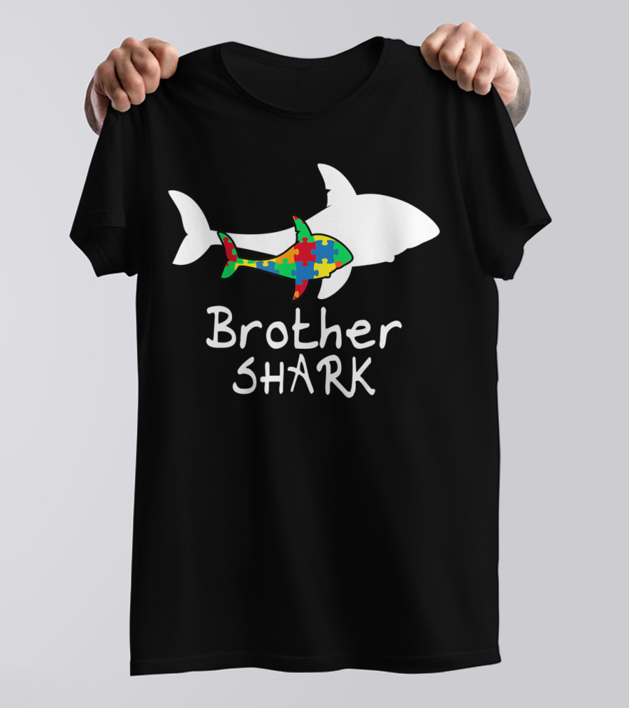 Brother Shark Autism Puzzle Piece Colors T-Shirt