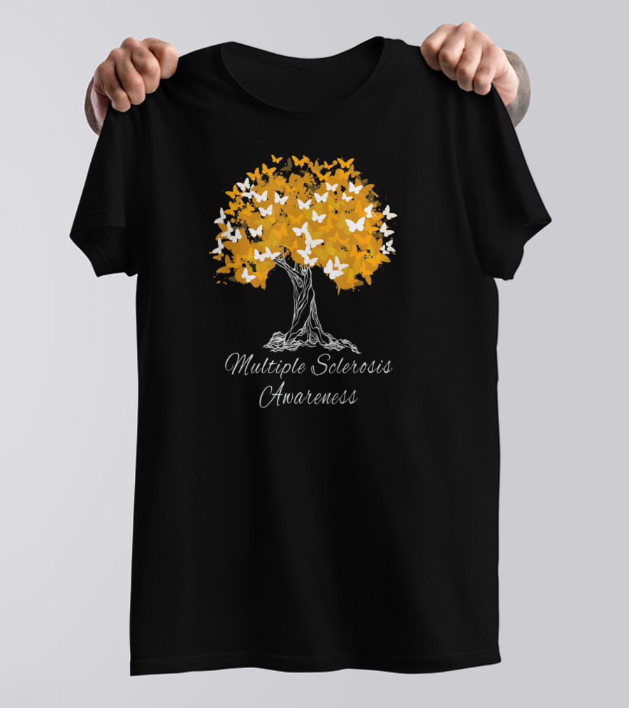 Multiple Sclerosis Awareness Tree With Butterflies T-Shirt