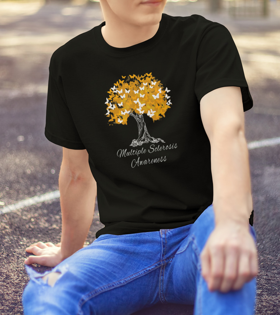 Multiple Sclerosis Awareness Tree With Butterflies T-Shirt
