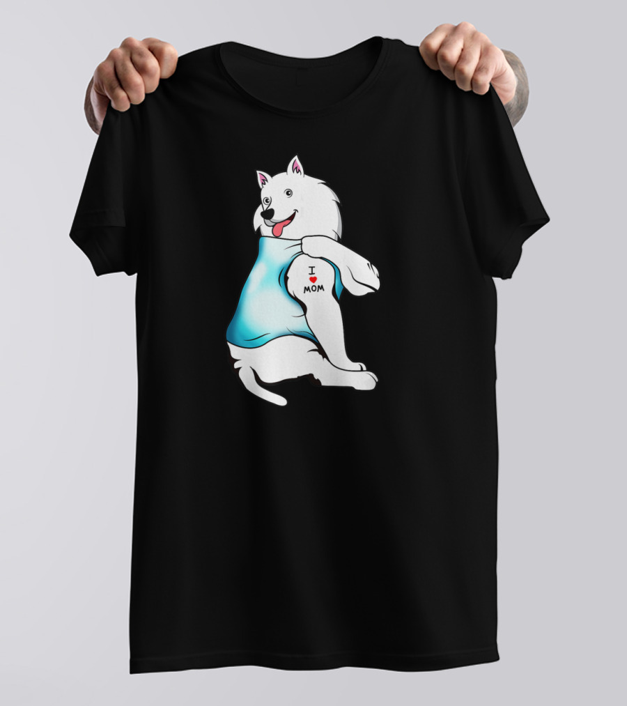 American Eskimo Dog Tattoo I Love Mom T-Shirt