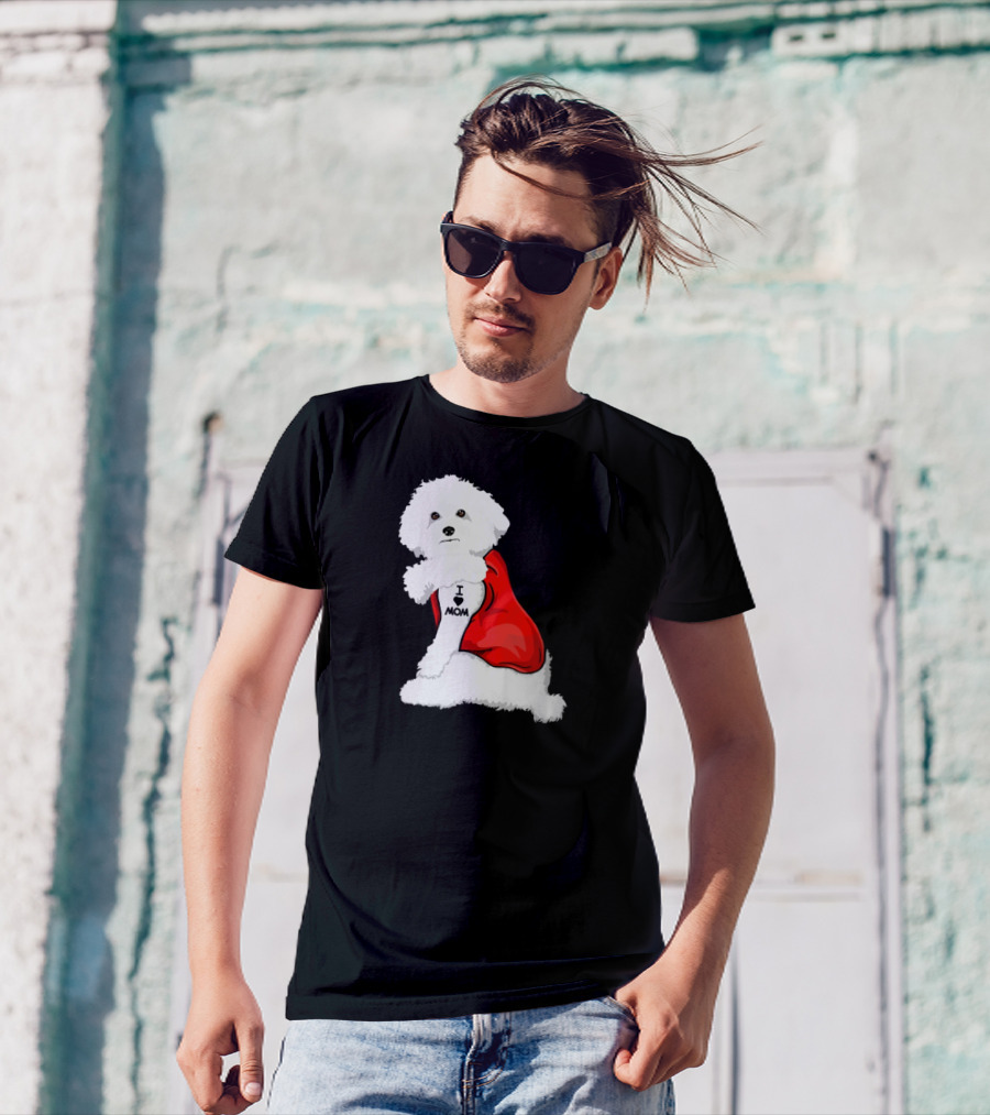 Bichon Frise I Love Mom Tattoo Red Cape T-Shirt