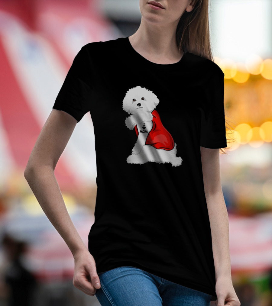 Bichon Frise I Love Mom Tattoo Red Cape T-Shirt