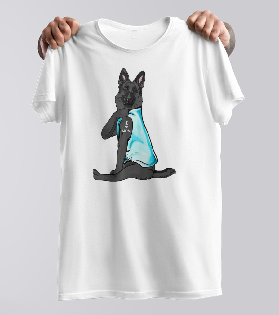 Black German Shepherd I Love Mom T-Shirt