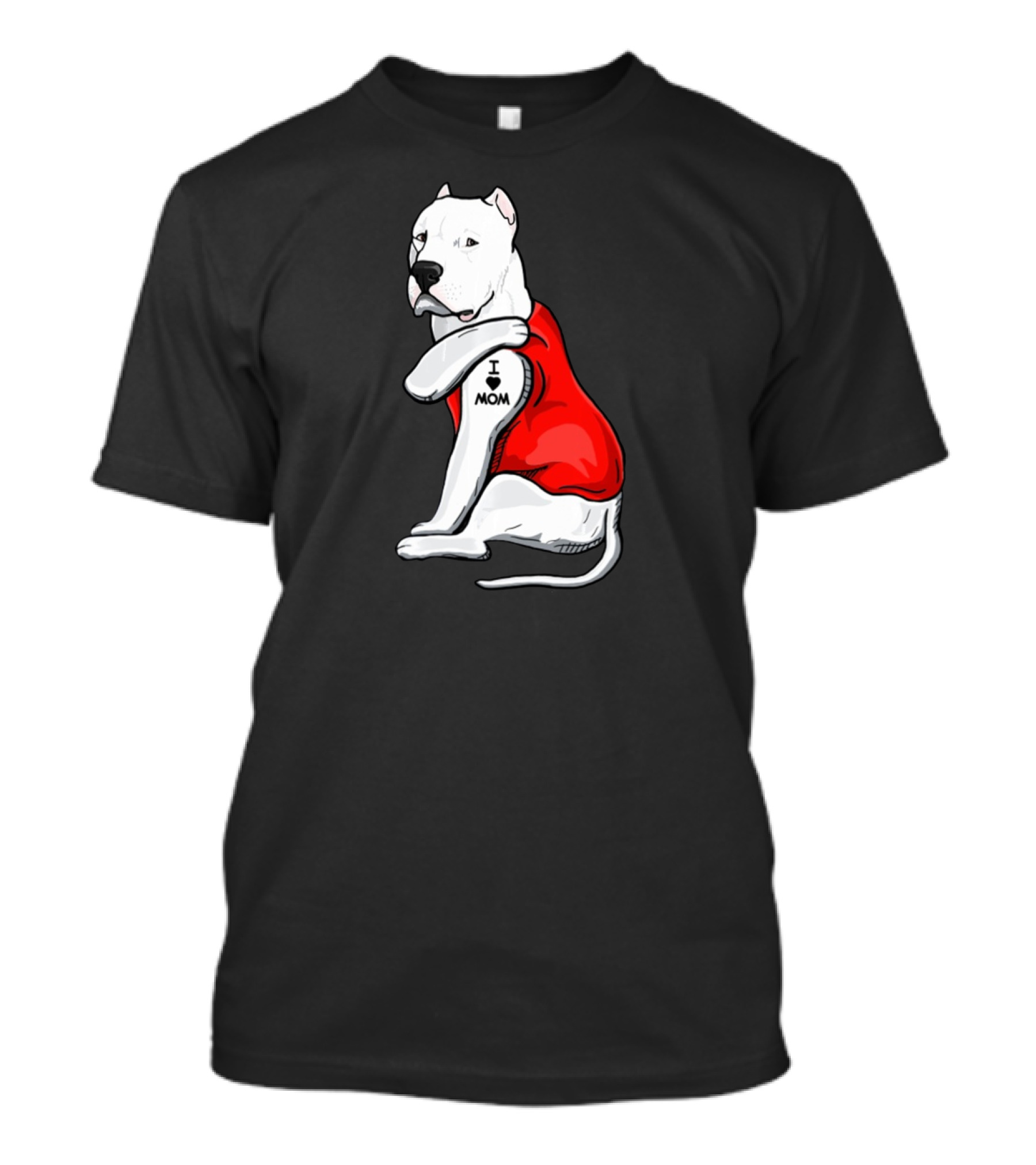 Dogo Argentino I Love Mom Tattoo Red T-Shirt