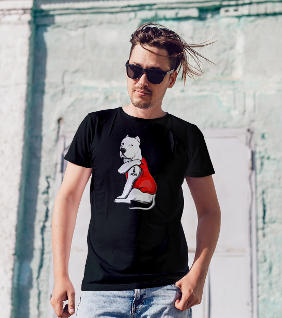 Dogo Argentino I Love Mom Tattoo Red T-Shirt