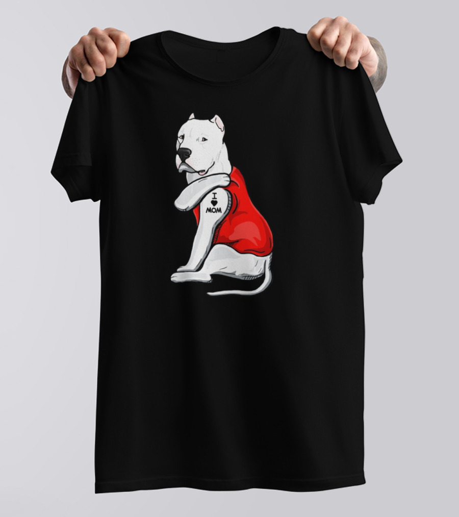 Dogo Argentino I Love Mom Tattoo Red T-Shirt