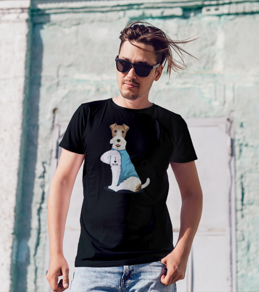 Fox Terrier I Love Mom Tattoo T-Shirt