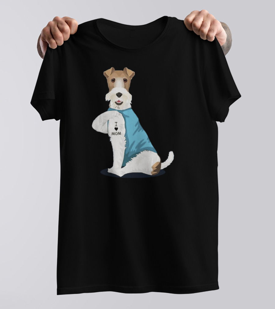 Fox Terrier I Love Mom Tattoo T-Shirt