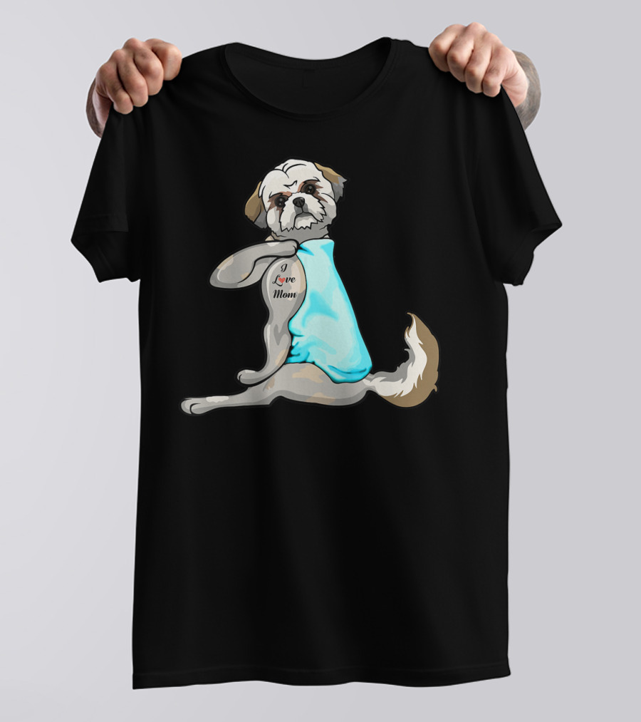 Shih Tzu I Love Mom Tattoo T-Shirt