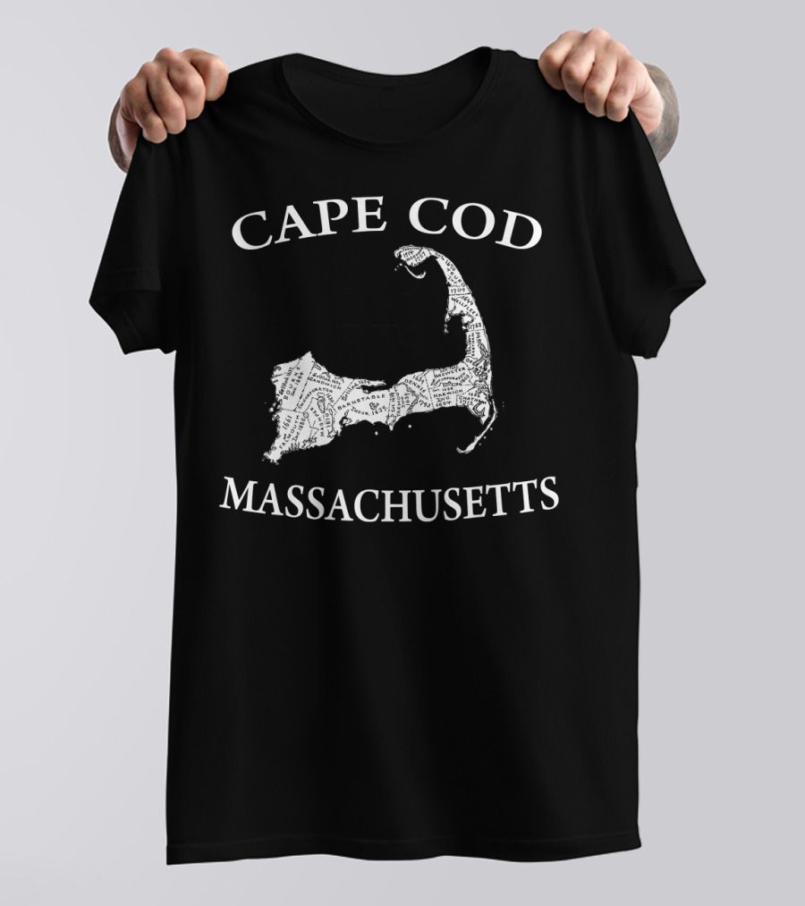 Cape Cod Map Massachusetts Text Overlay T-Shirt