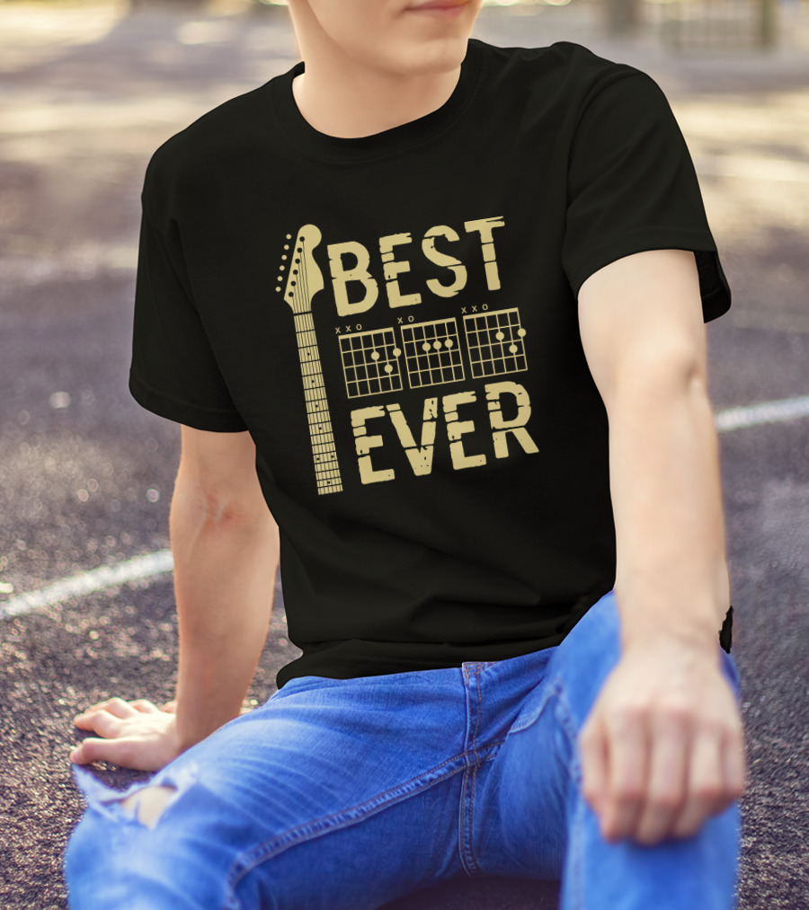 Guitarist Father Best Dad Ever Chord Guitar Headstock And Chords T-Shirt