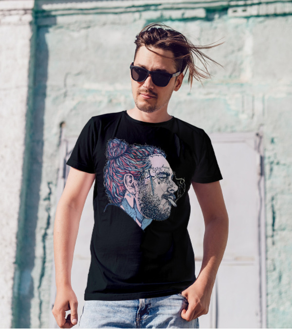Post Malone Side Profile Smoking T-Shirt