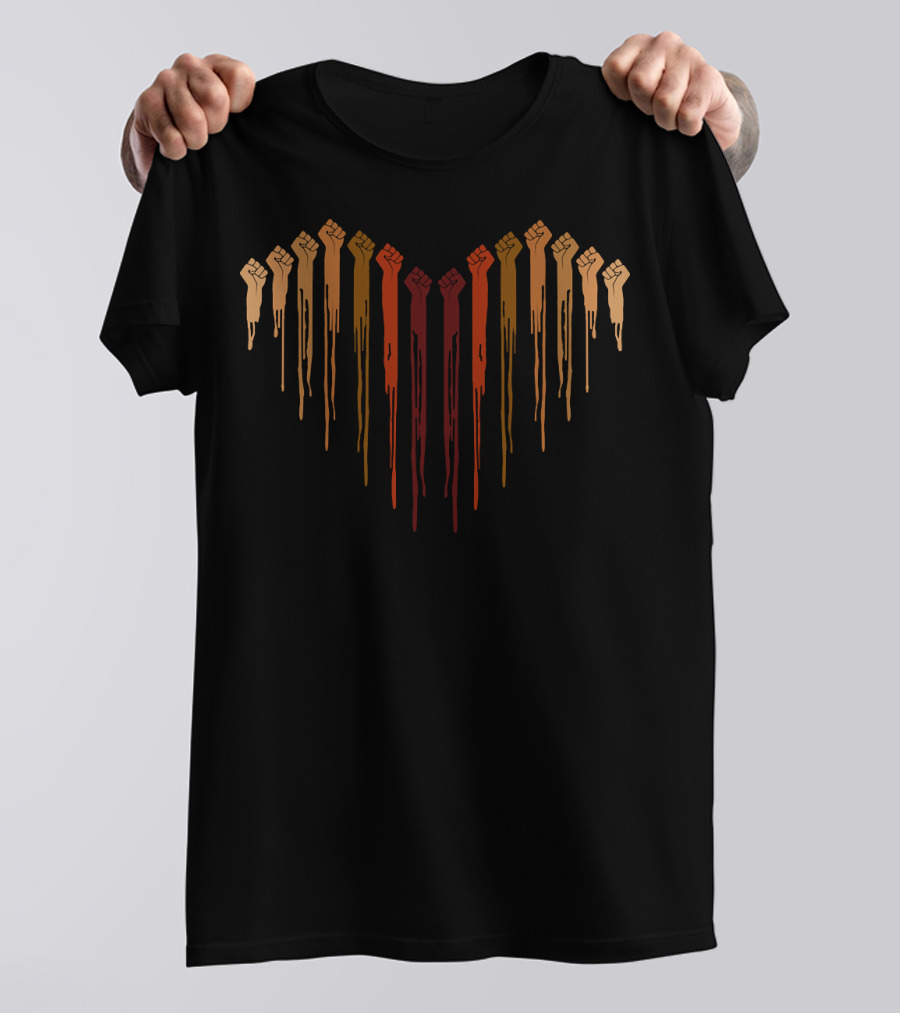 Raised Hands Love Heart Unity Fists T-Shirt