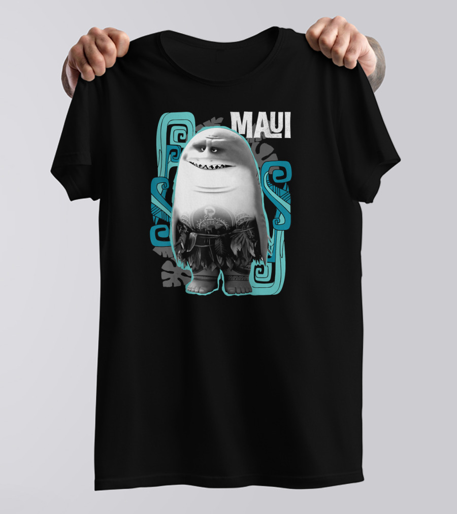 Maui Half Shark Disney Moana Character With Tribal T-Shirt