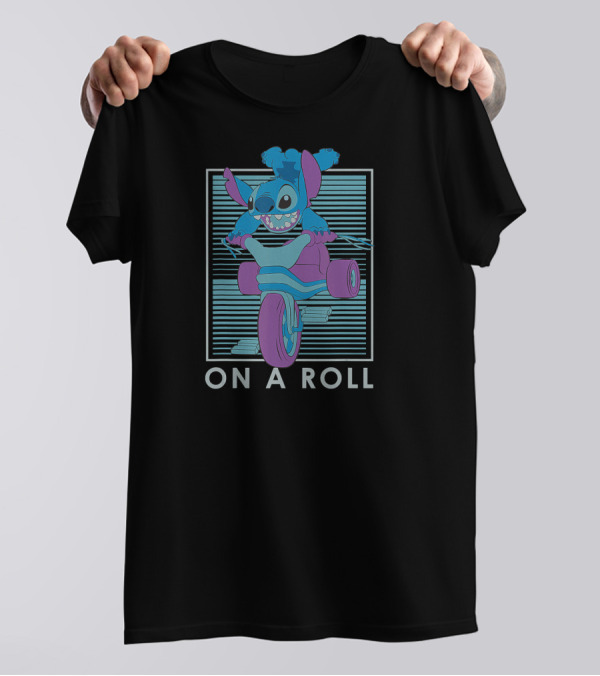 Disney Lilo And Stitch On A Roll Motorcycle Adventure T-Shirt