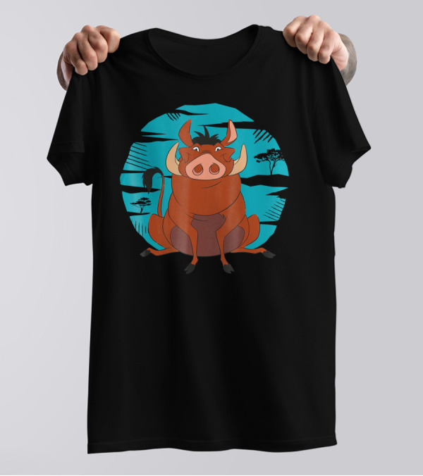 Disney The Lion King Happy Pumbaa African Savanna Scene T-Shirt