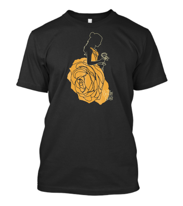 Beauty And The Beast Belle Silhouette Rose Dress T-Shirt