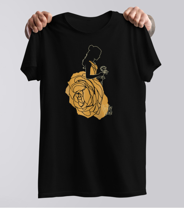 Beauty And The Beast Belle Silhouette Rose Dress T-Shirt
