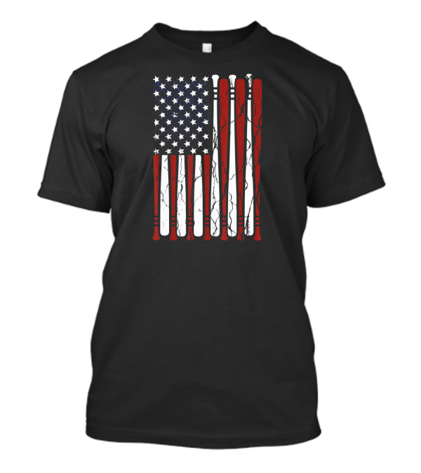 Baseball USA Flag Patriotic Dad 4th July T-Shirt