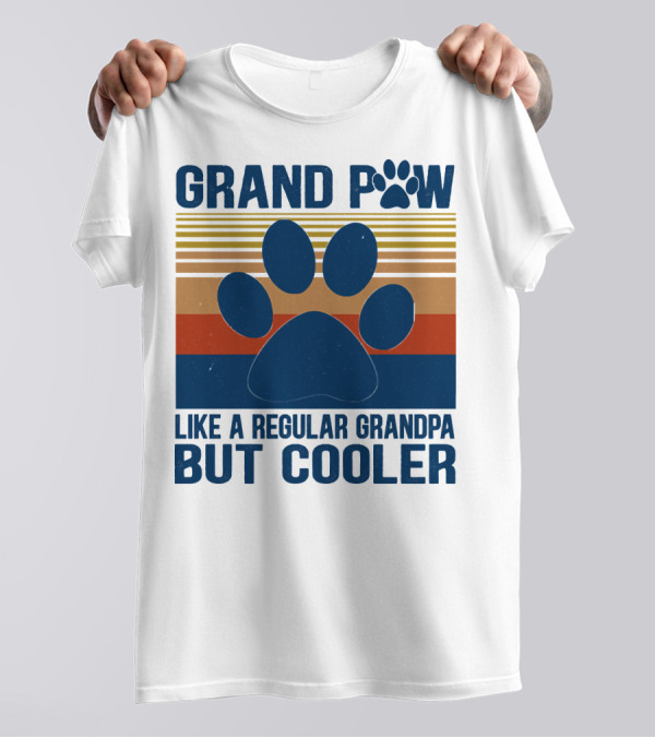 GRAND PAW Like A Regular Grandpa But Cooler Retro Paw Prints T-Shirt