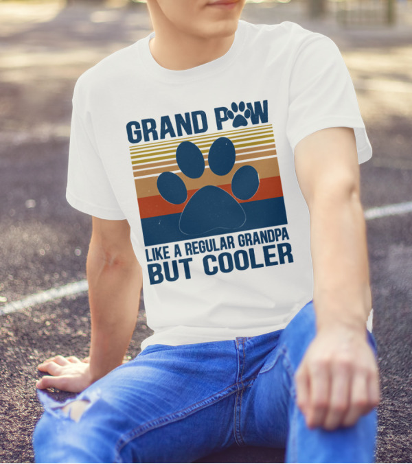 GRAND PAW Like A Regular Grandpa But Cooler Retro Paw Prints T-Shirt
