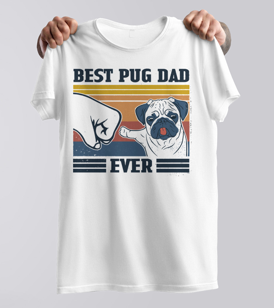 Best Pug Dad Ever Retro Fist Bump T-Shirt