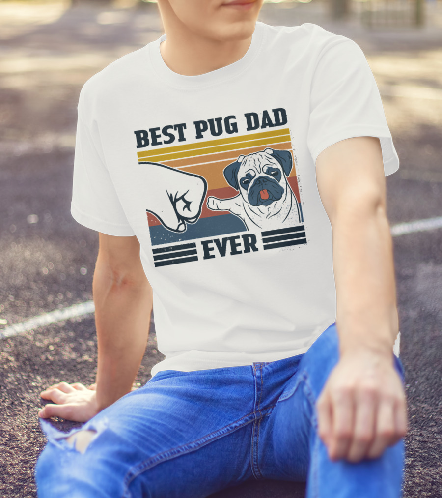 Best Pug Dad Ever Retro Fist Bump T-Shirt