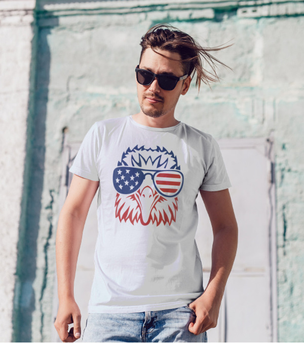Patriotic Eagle Wearing USA Flag Sunglasses 4th Of July T-Shirt