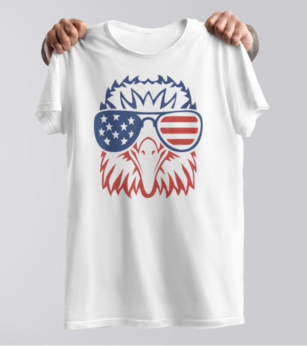 Patriotic Eagle Wearing USA Flag Sunglasses 4th Of July T-Shirt