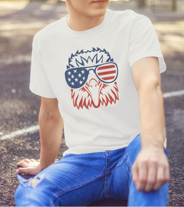 Patriotic Eagle Wearing USA Flag Sunglasses 4th Of July T-Shirt