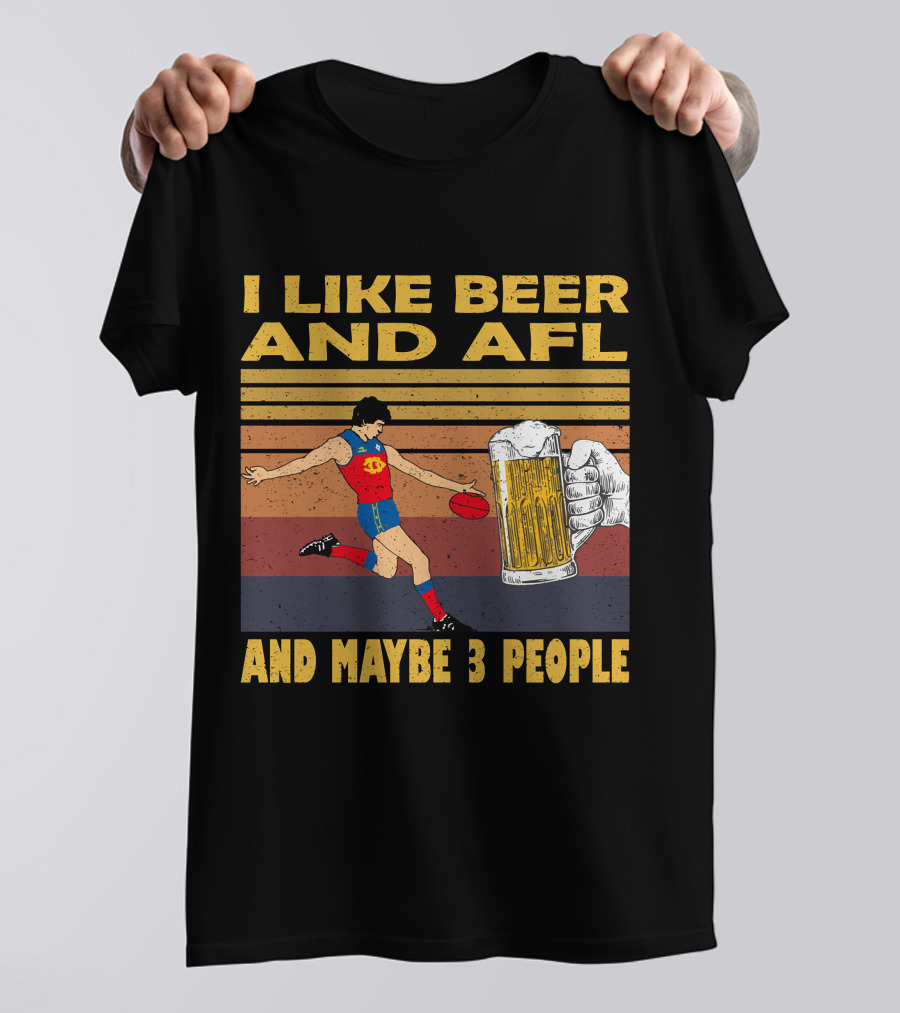 I Like Beer And AFL Maybe 3 People Retro Player And Beer Mug T-Shirt