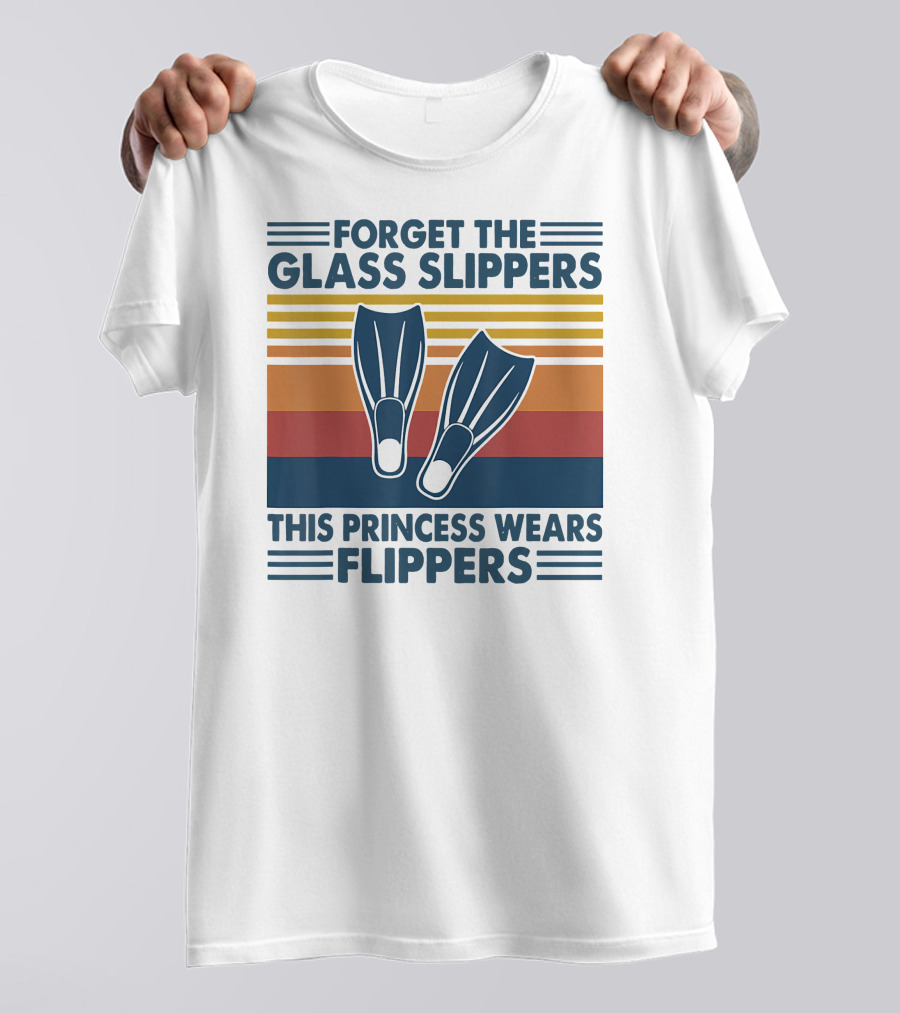 Forget The Glass Slippers This Princess Wears Flippers Retro Stripes T-Shirt