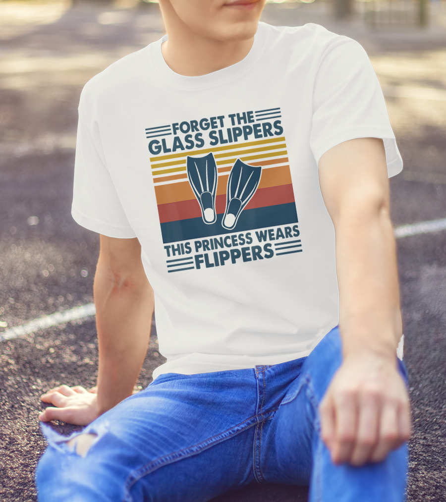 Forget The Glass Slippers This Princess Wears Flippers Retro Stripes T-Shirt