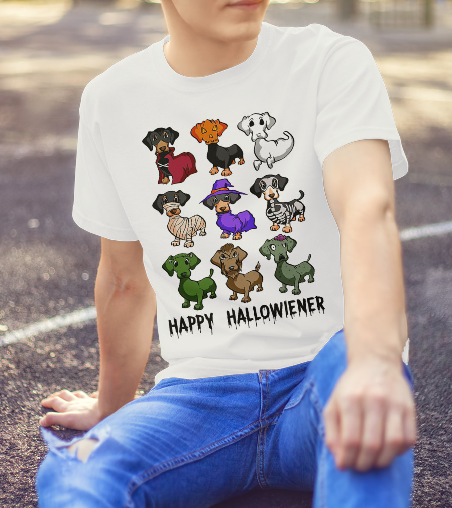 Happy Hallowiener Dachshund Costume Fun Halloween Dogs T-Shirt