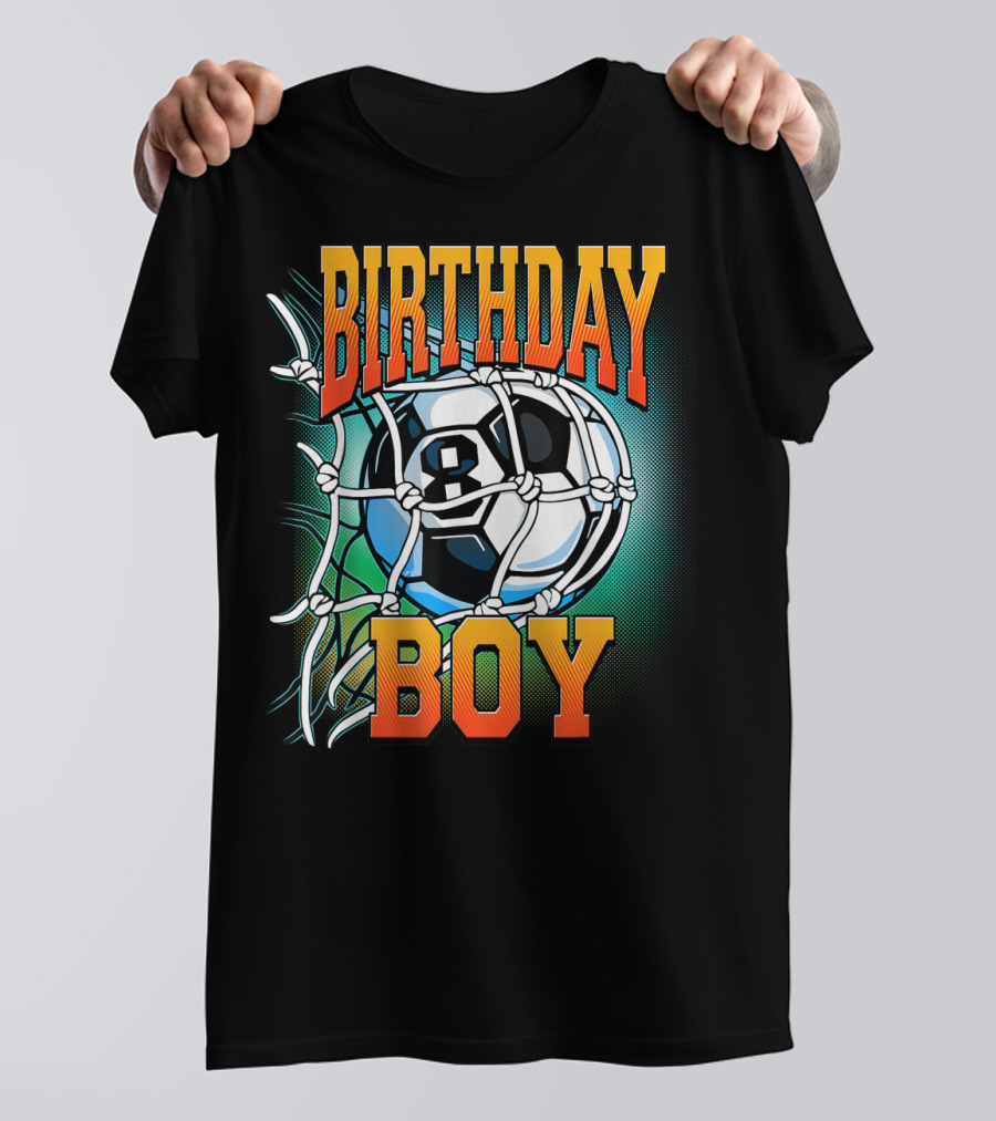 Birthday Boy Soccer Eight 8 Year Old Birthday T-Shirt