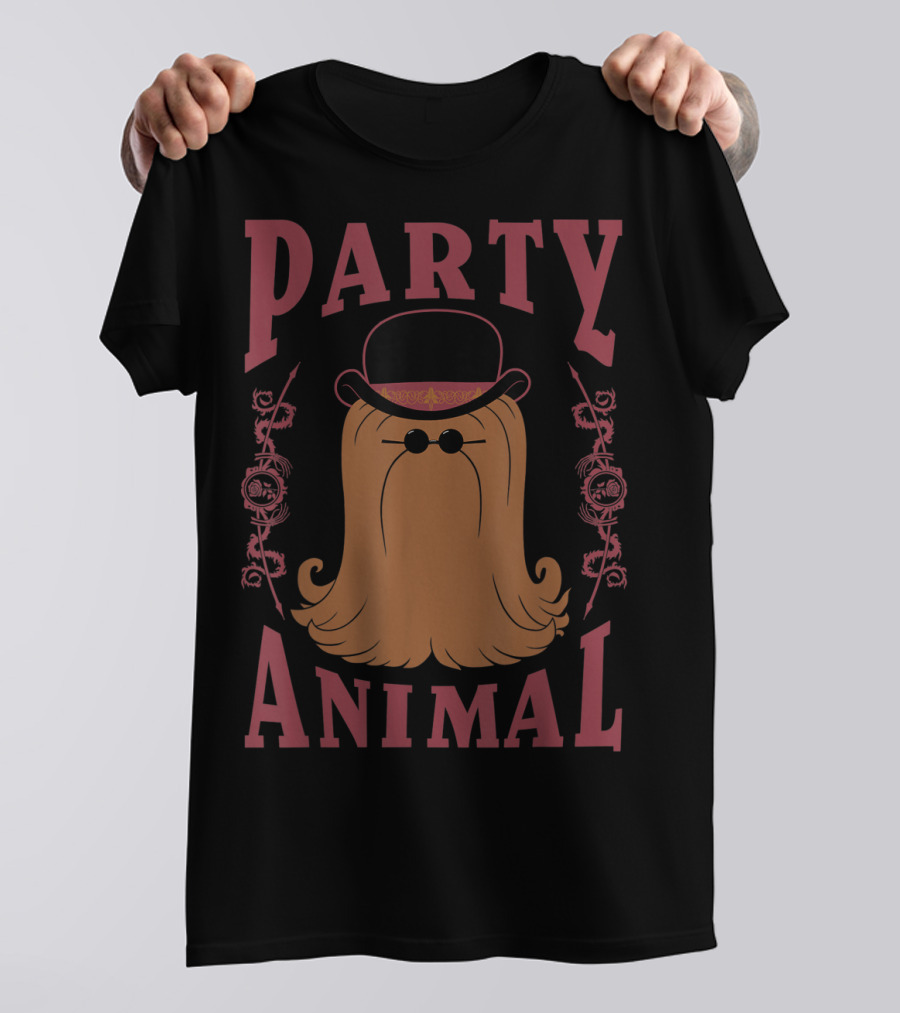 Addams Family Cousin It Party Animal Top Hat And Sunglasses T-Shirt