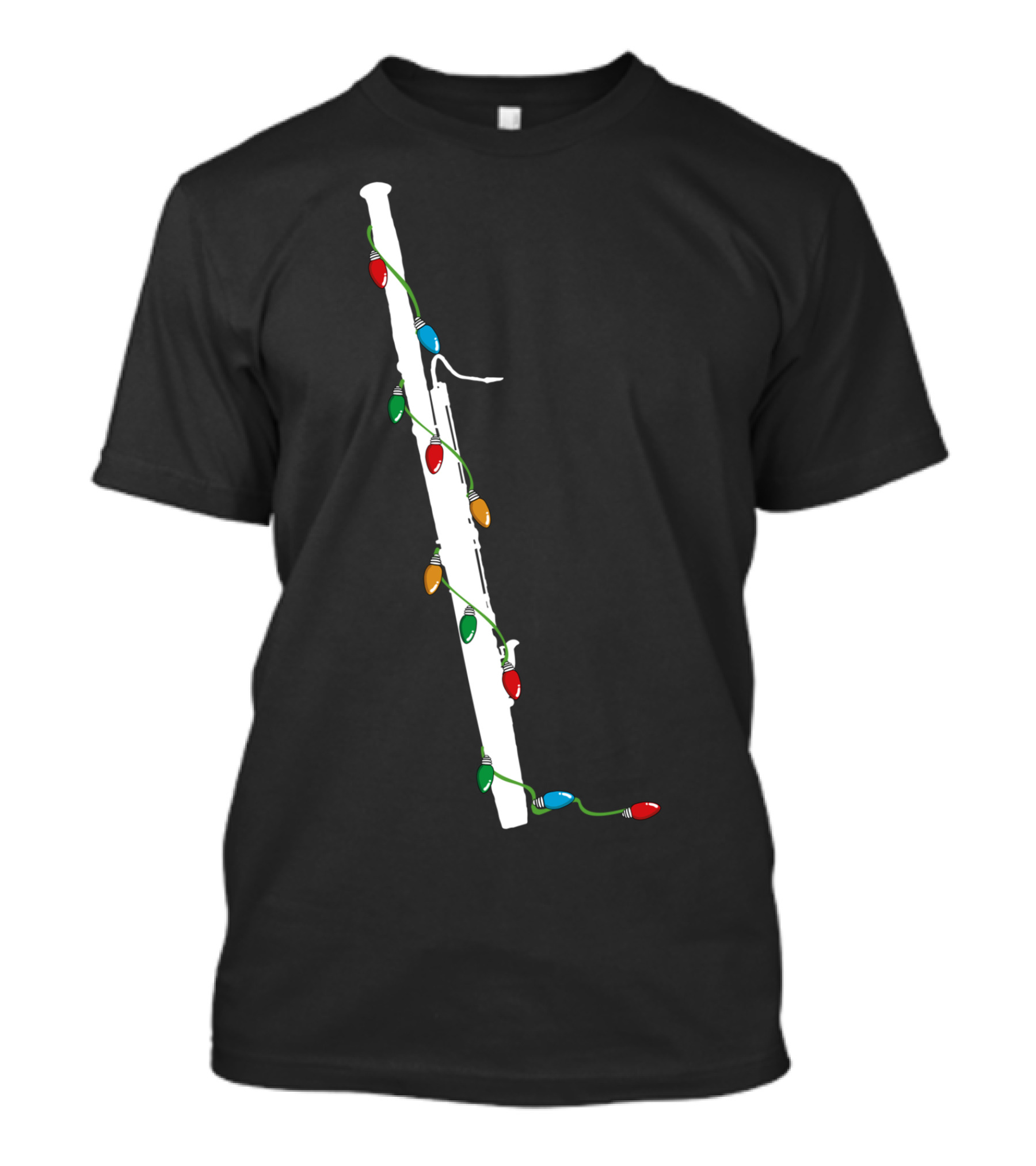 Bassoon Wrapped With Colorful Christmas Lights In Santa Hat T-Shirt