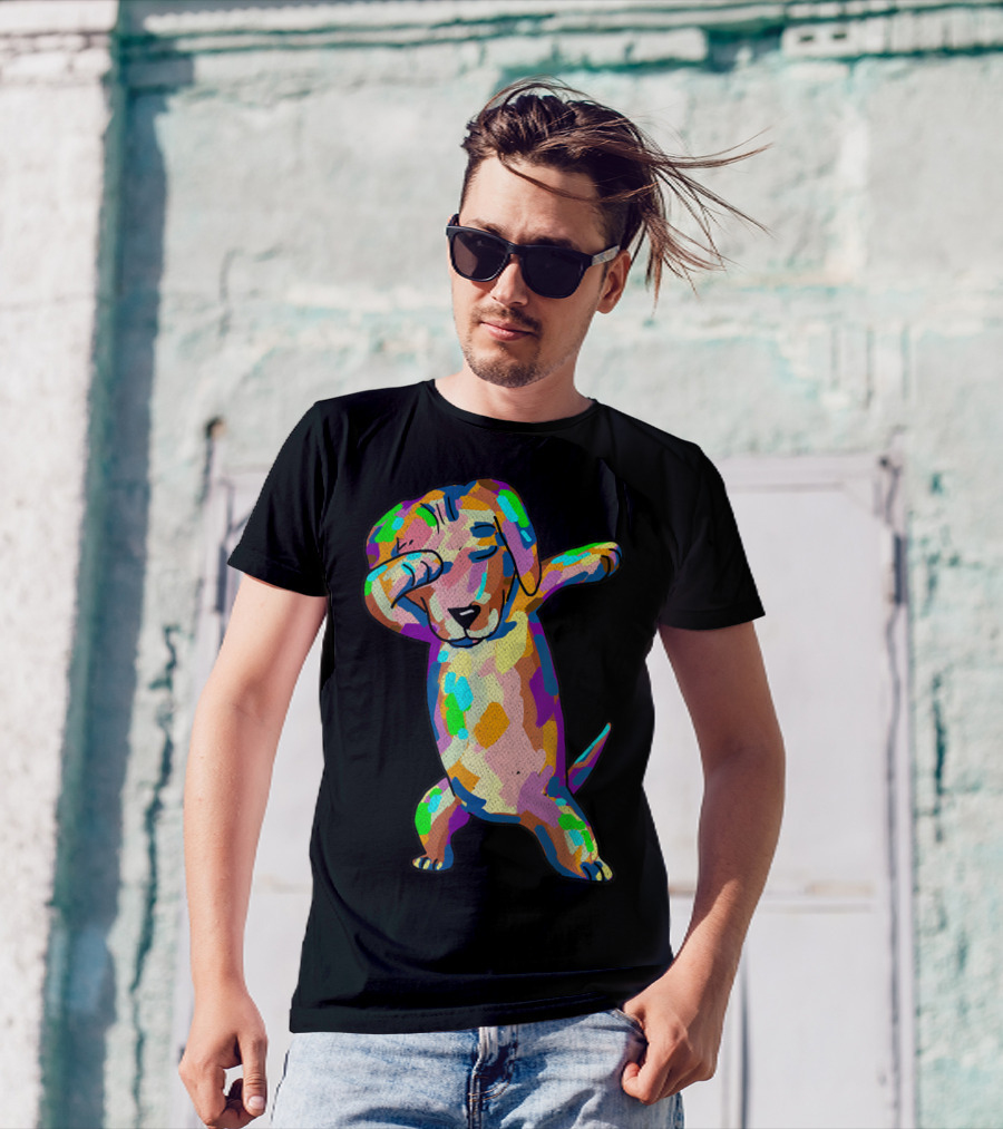 Colorful Dabbing Wiener Dog Funny Dachshund Dab T-Shirt