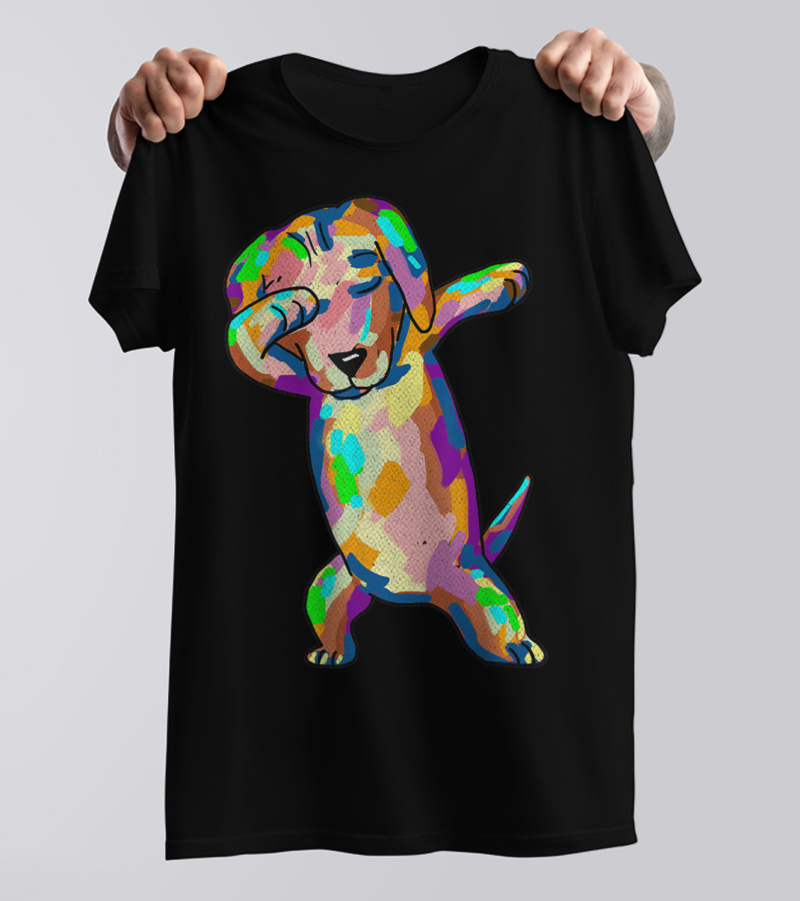 Colorful Dabbing Wiener Dog Funny Dachshund Dab T-Shirt