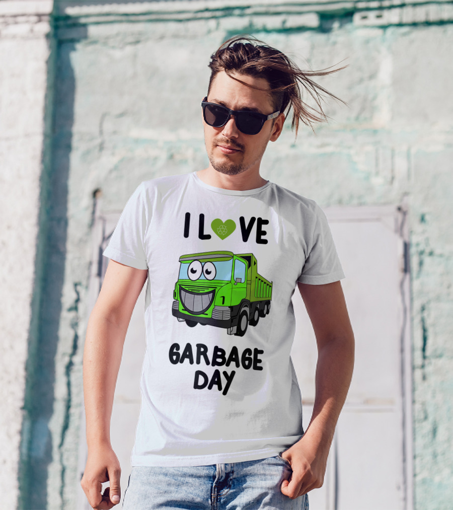 I Love Garbage Day Vintage Style Cartoon Garbage Truck T-Shirt