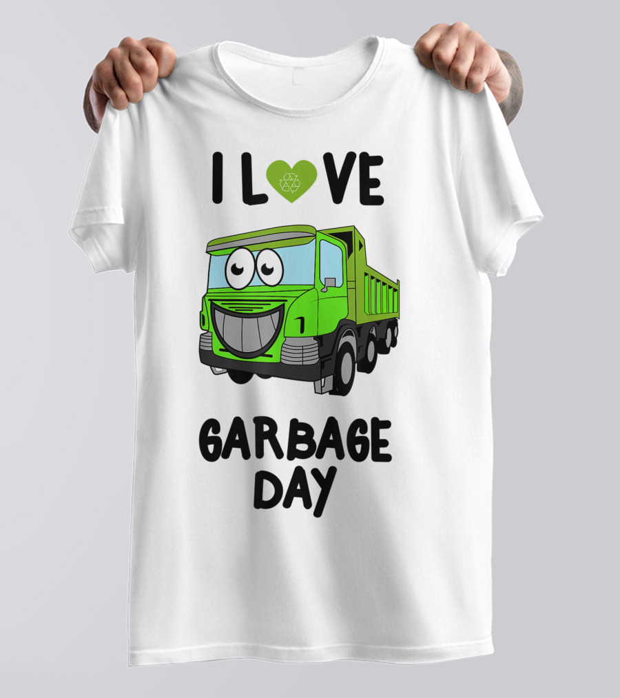 I Love Garbage Day Vintage Style Cartoon Garbage Truck T-Shirt