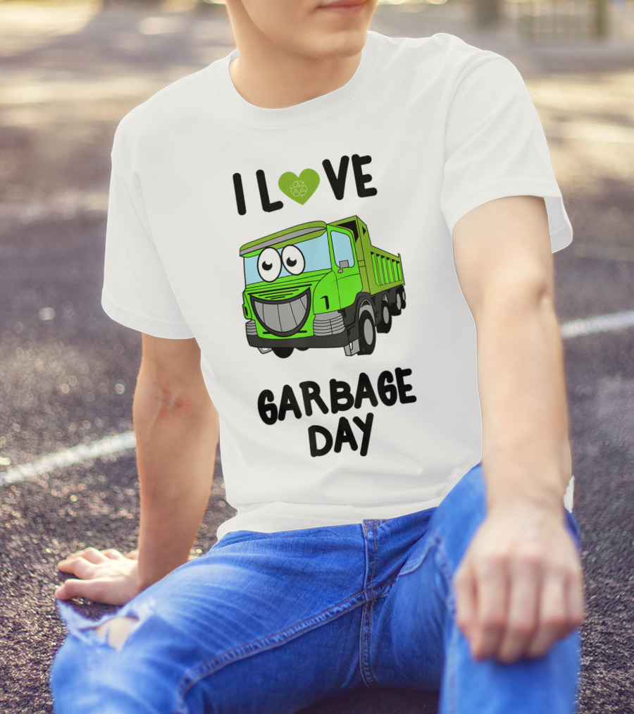 I Love Garbage Day Vintage Style Cartoon Garbage Truck T-Shirt