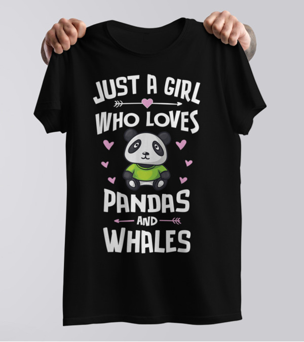 Just A Girl Who Loves Pandas And Whales Cute Panda Heart Arrows T-Shirt